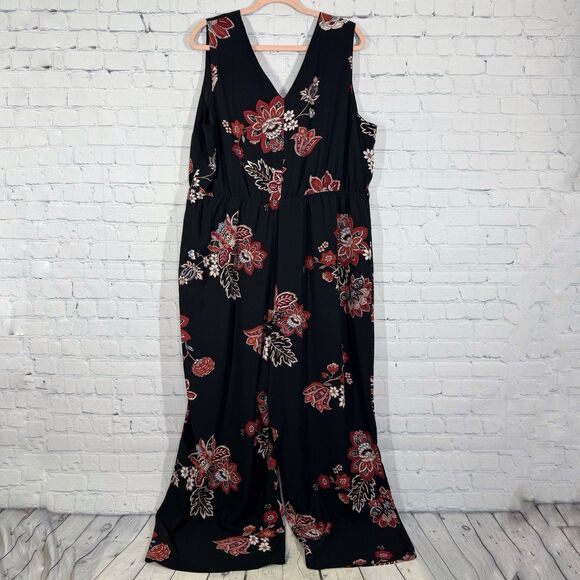 Maurices Jumpsuit Women Plus Size 2X Floral Cottage Flowy Silky Resort Vacation - Picture 3 of 16